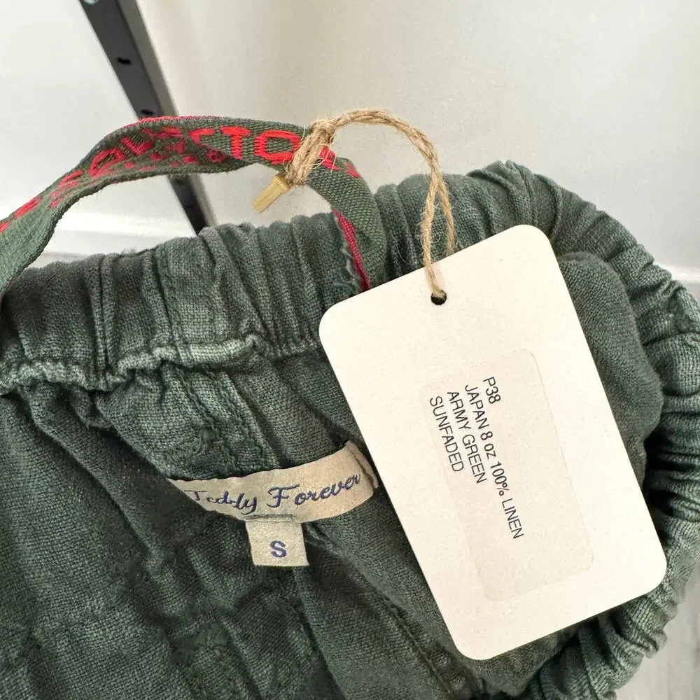 Dr. Collector's P38 Japan 8 oz Linen Sunfaded Army Green Pants Small NEW Relaxed